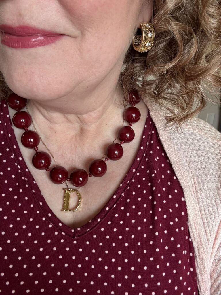 Bauble Burgundy Necklace styling image 5.
