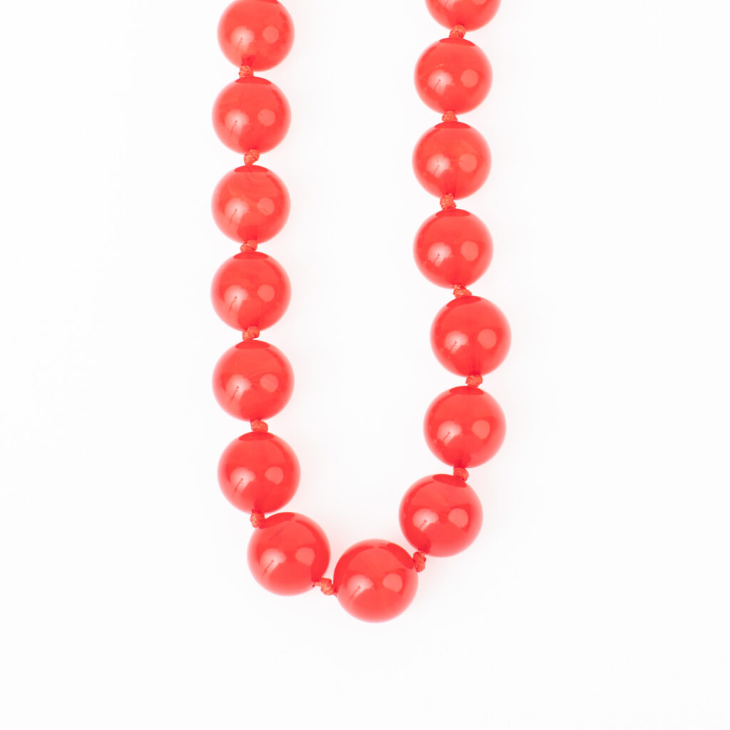 Bauble Necklace in Cherry with glossy red acrylic beads