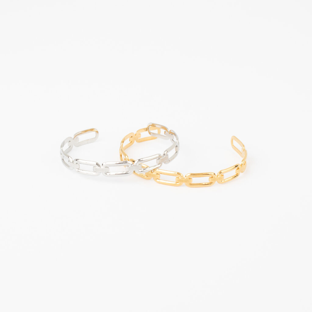 Nara open link-style cuff bracelets in stainless and gold stainless