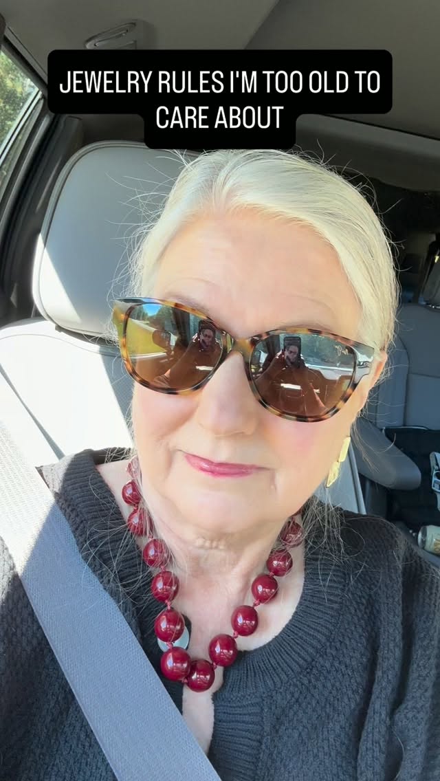 Apparently, I’ve reached the age where I just don’t care about certain jewelry rules anymore. 😂

Too much necklace? Earrings too big? Dressed up for no reason?

Honey, I’m wearing a sweatshirt and probably headed to the grocery store.

I like my jewelry, and I’m wearing it!

Life is complicated enough—your jewelry doesn’t have to be.

Tell me, what’s one fashion rule you’ve happily stopped following?